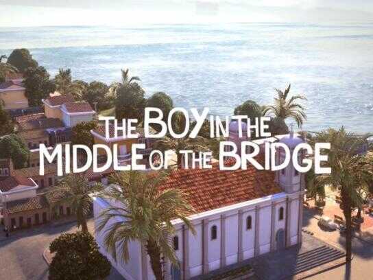 The boy in the middle of the bridge
